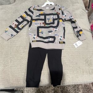 Carter's Gray Roadway Sweatshirt with Black Accents and Sweatpants boys 4T